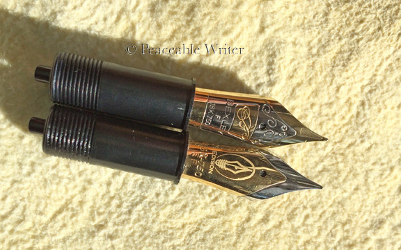 Bexley/Bock collars fitted with Bexley/Bock nib, and Edison/JoWo nibs